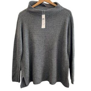 NWT Eileen Fisher Organic Cotton Lyocell Funnel Neck Sweater Top Size S Ash $248